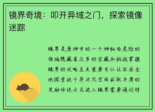 镜界奇境：叩开异域之门，探索镜像迷踪